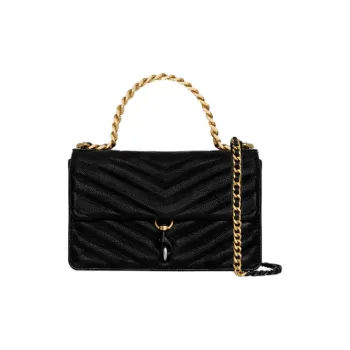 REBECCA MINKOFF Edie Genuine Leather Handbag Shoulder Bag Crossbody Bag Mini Women's Black