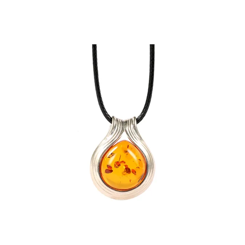 S&A S925 Silver Amber Beeswax Jade Necklaces Women's-1