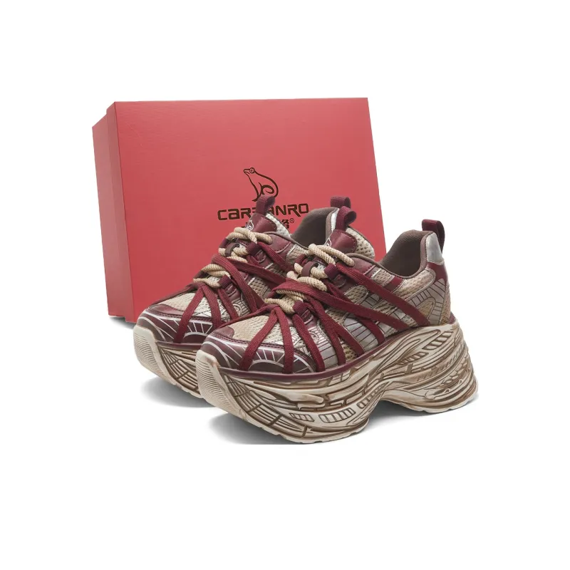 CARDANRO Small-sized Sky Vegetables Low-Top Platform Height Increasing 10cm Chunky Sneakers Women's-1