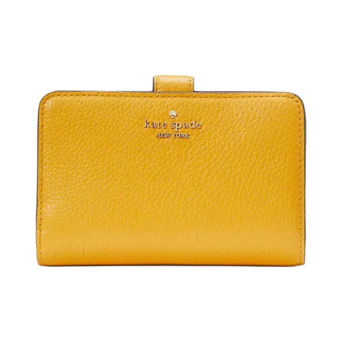 Kate Spade Litchi Grain Leather Wallet Medium Size Women's Yellow