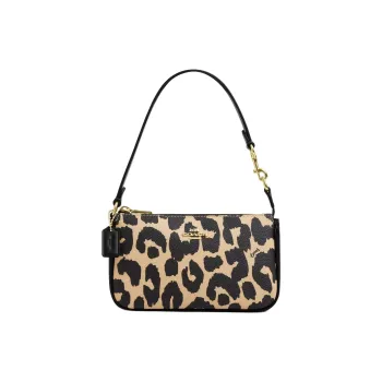 COACH Nolita Coated Canvas Shoulder Bag, Crossbody Bag, Handbag Trumpets Women's Leopard Print Multicolor