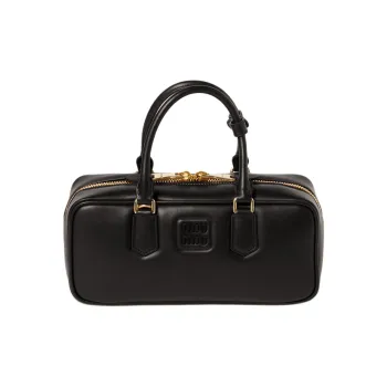 MIU MIU Arcadie Series Calfskin Bowling Bag, Shoulder Bag, Crossbody Bag, Handbag Large Size Women's Black