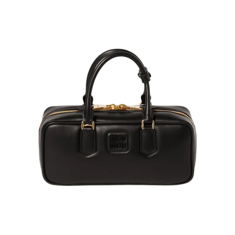 MIU MIU Arcadie Series Calfskin Bowling Bag, Shoulder Bag, Crossbody Bag, Handbag Tubas Women's Black-0