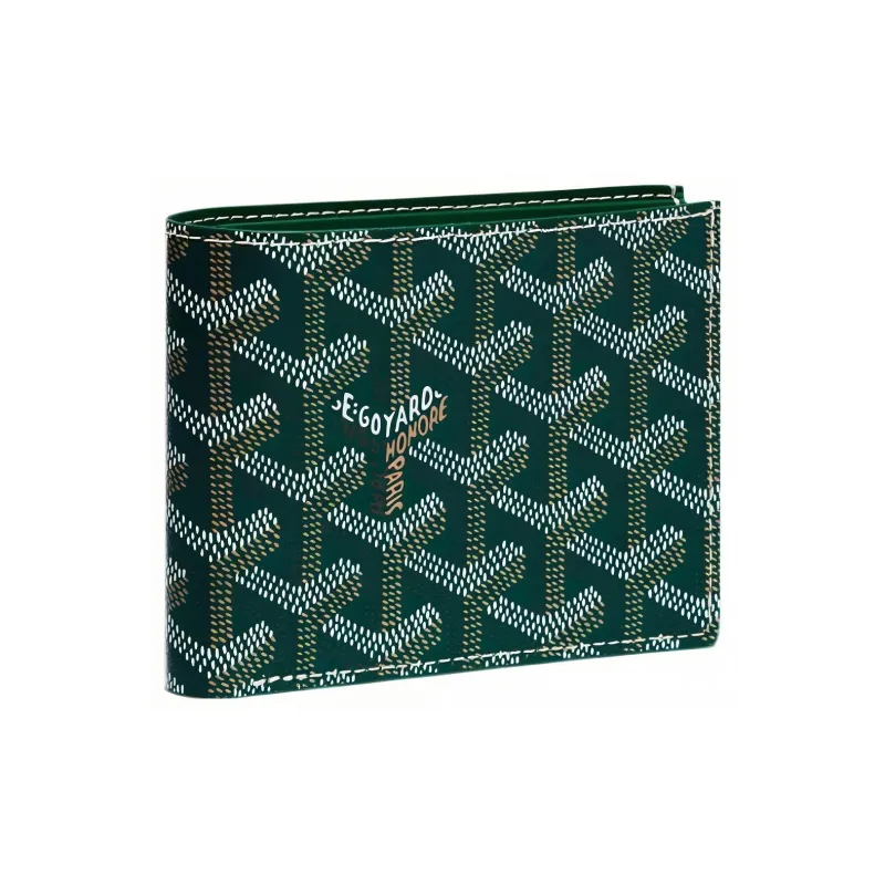 GOYARD SAINT FLORENTIN Canvas With Leather Wallet Unisex Green-4
