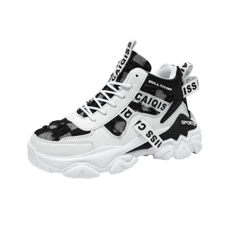 GONG NIU JU REN Anti-Slip Wear-Resistant High-Top Chunky Sneakers Unisex-8