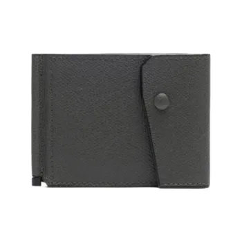 Valextra Millepunte Calfskin Wallet Men Smoke Gray