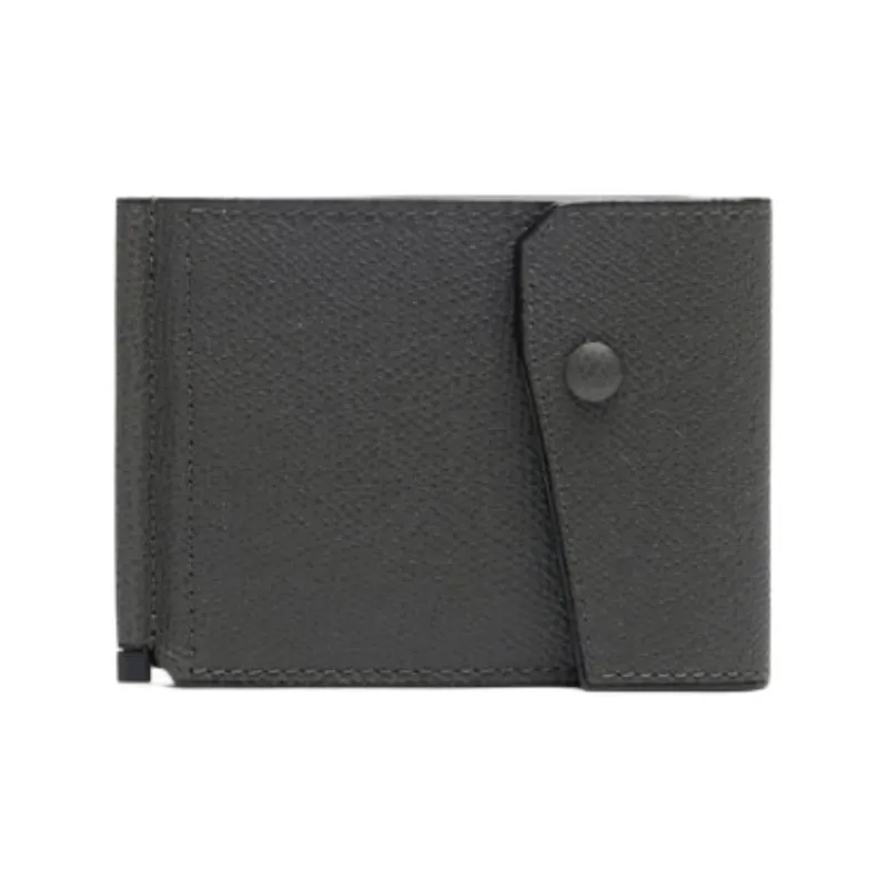 Valextra Millepunte Calfskin Wallet Men Smoke Gray-0
