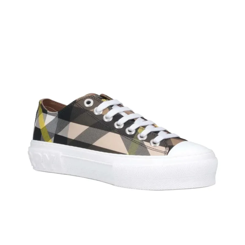 Burberry Exaggerated Check Cotton Sneakers Wheat Women's-2