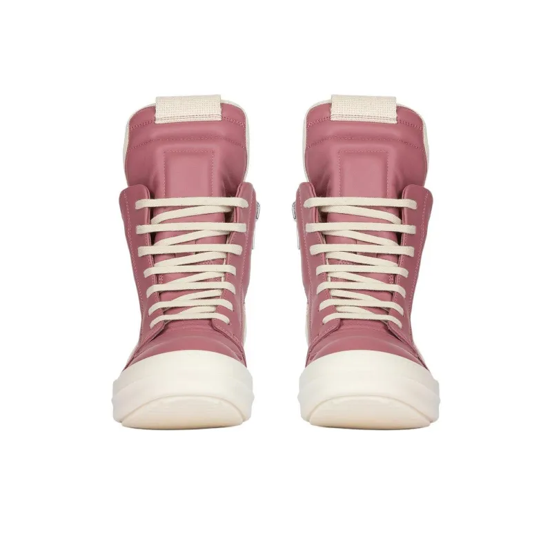 RICK OWENS/RO High Top Skateboard Shoes Women's Pink White-2