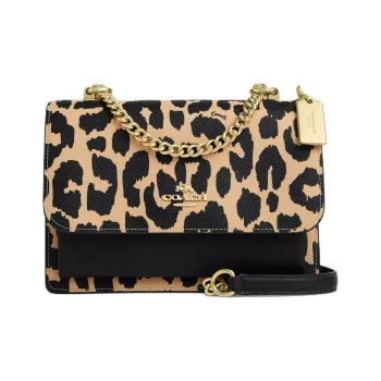 COACH Klare Coated Canvas Shoulder Bag, Crossbody Bag Trumpets Women's Gold & Leopard Print Multicolor