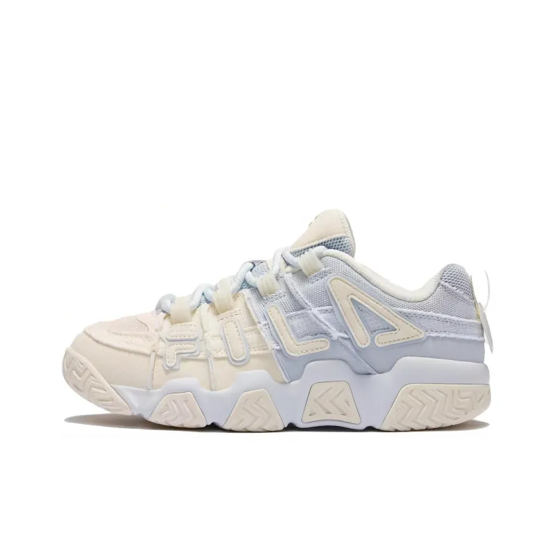 FILA FUSION BARRICADE Puffy Shoes Anti-Slip Wear-Resistant Low-Top Casual Shoes Women's White Blue-0