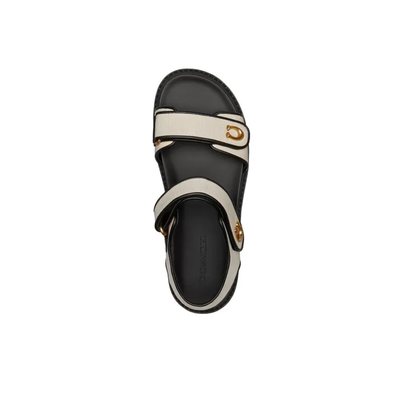 COACH Brynn Canvas Flat Sandals-3