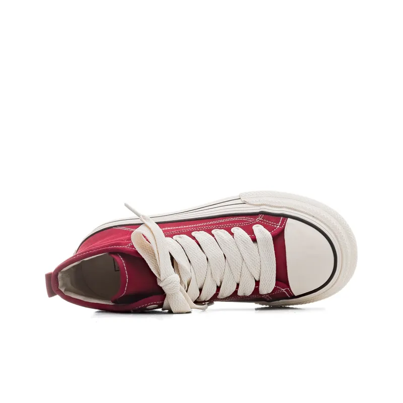 RENBEN Wear resistant And Lightweight High Top Canvas Shoes Women's Red-3