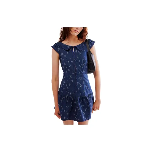 FREE PEOPLE Short-Sleeved Dresses Women's Navy Combo/Marine Blue Combo