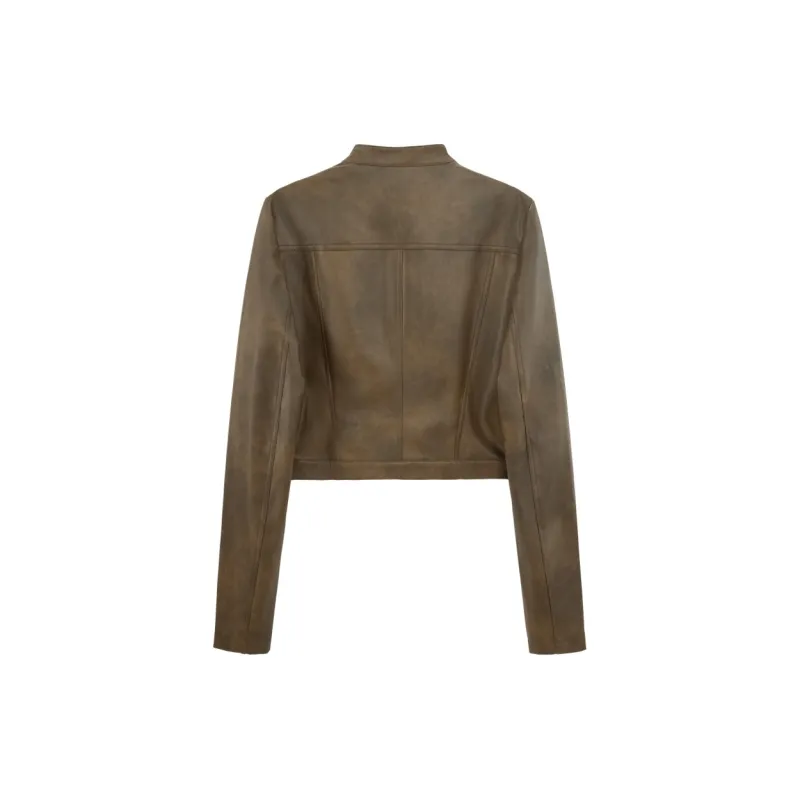 UNIFREE Leather Jacket Women's Coffee-1