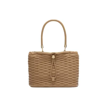 Furla Calfskin Handbag Medium Size Women's Desert Yellow