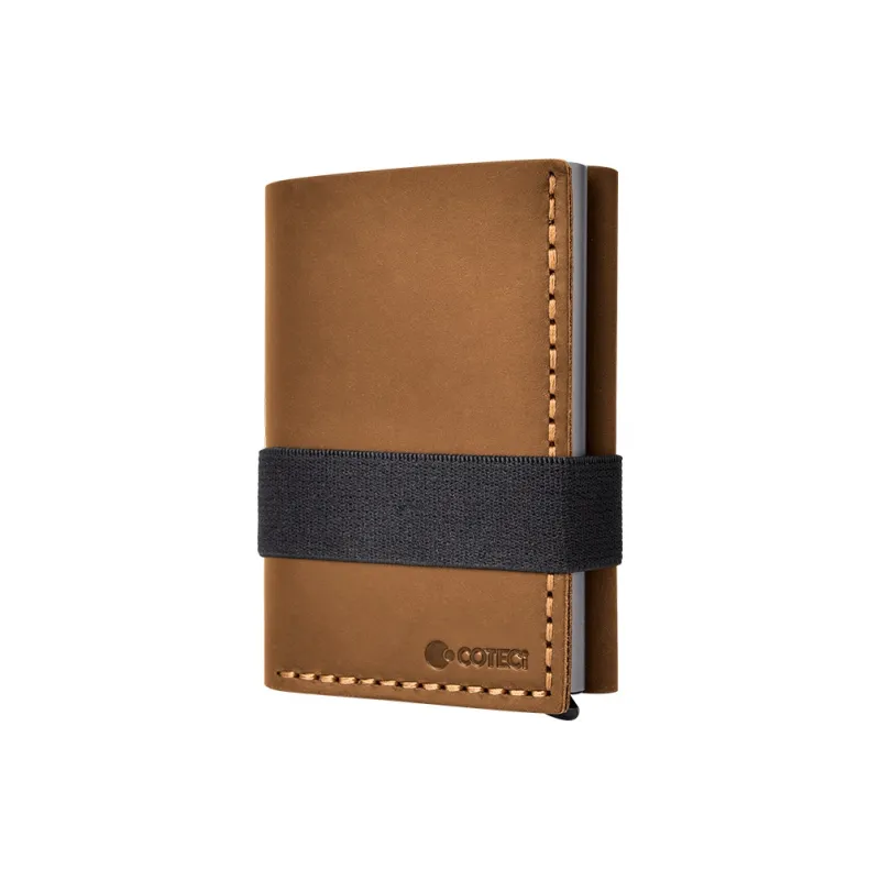 COTECi Top Grain Cow Leather & Aluminum Alloy Card Holder Small Size Unisex Black/Brown/Coffee-6