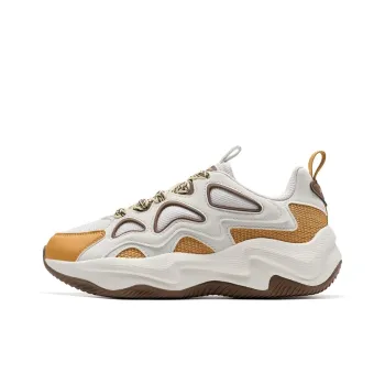 XTEP Lightning 5.0 Height Increasing Low Top Casual Shoes Women's White Sand Gray/Driftwood Yellow/Malt Brown