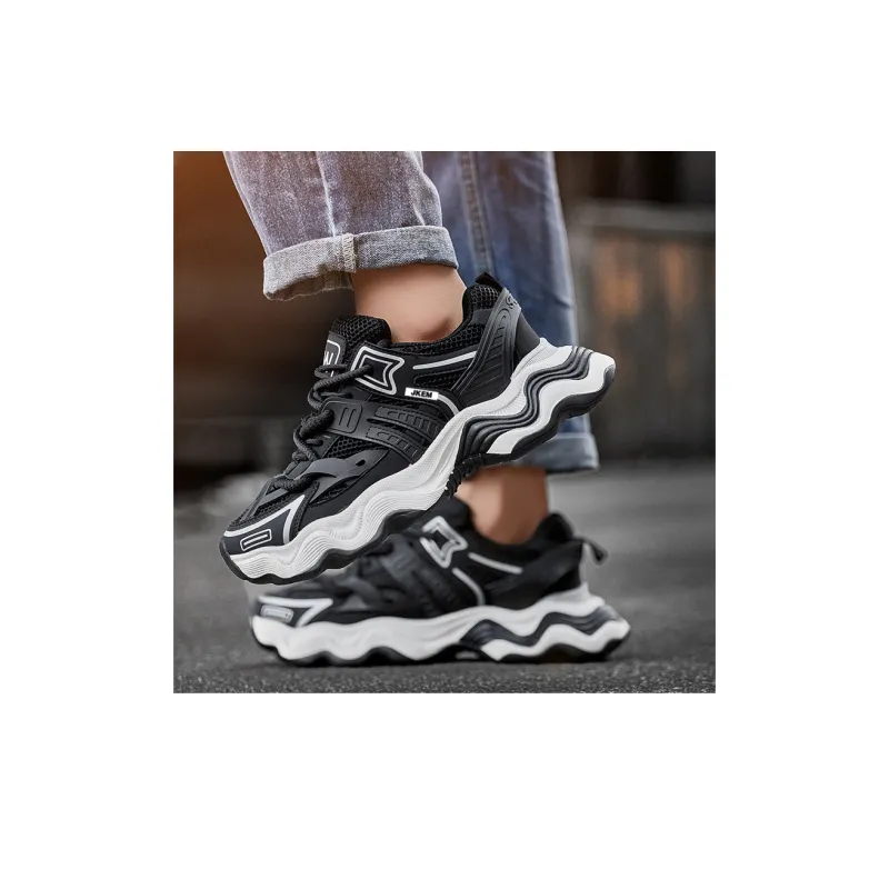 JKEM Cushioned Slip Resistant Abrasion Resistant Low Top Chunky Sneakers Men-4