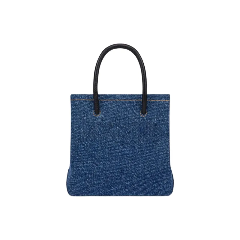 MOSCHINO Cotton Tote Bag, Shopping Bag, Shoulder Bag, Crossbody Bag, Handbag Mini Women's Blue-0