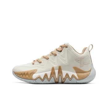 XTEP Cushioned Wear Resistant Coverage Mid Top Basketball Shoes Men White Brown