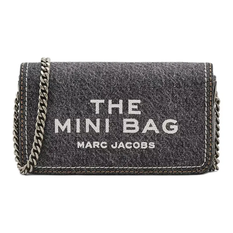 MARC JACOBS Denim Shoulder Bag, Crossbody Bag Mini Women's Black-0