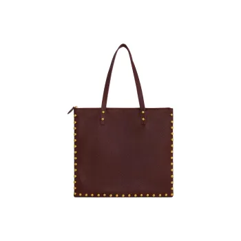 REBECCA MINKOFF Genuine Leather Tote Bag Shopping Bag Shoulder Bag Handbag Women's Deep Red