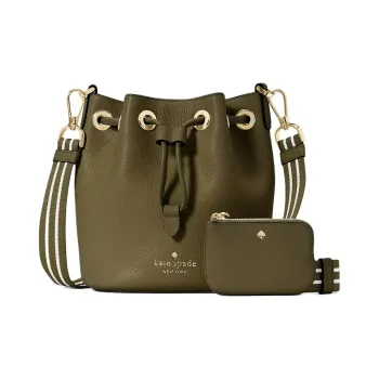 Kate Spade Litchi Grain Leather Bucket Bag, Shoulder Bag, Crossbody Bag Mini Women's Seaweed Green