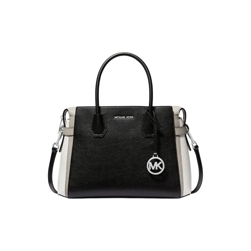MICHAEL KORS Mercer Polyurethane One Shoulder Handbag Medium Size Women's Black & White-0