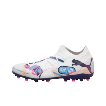 PUMA FUTURE 7 MATCH MG Rubber Short Studs Artificial Ground Coverage Support Soccer Shoes Unisex White Blue Pink