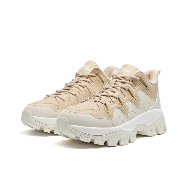 XTEP Kawayuki Slip-Resistant Warm Low-Top Casual Shoes Women's Beige Brown-2