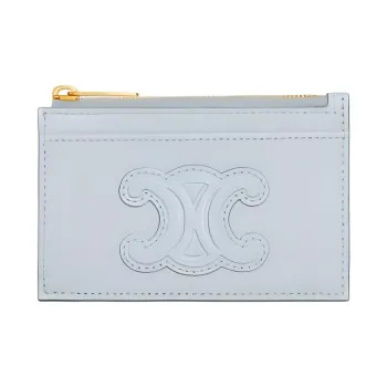 CELINE Shiny Cow Leather Card Holder Regular Women's Blue