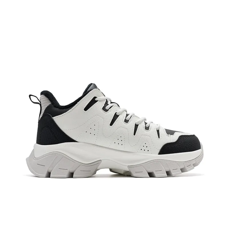 XTEP Chuanxing Lite Slip Resistant Warm Mid Top Casual Shoes Women's Black Sail White-1