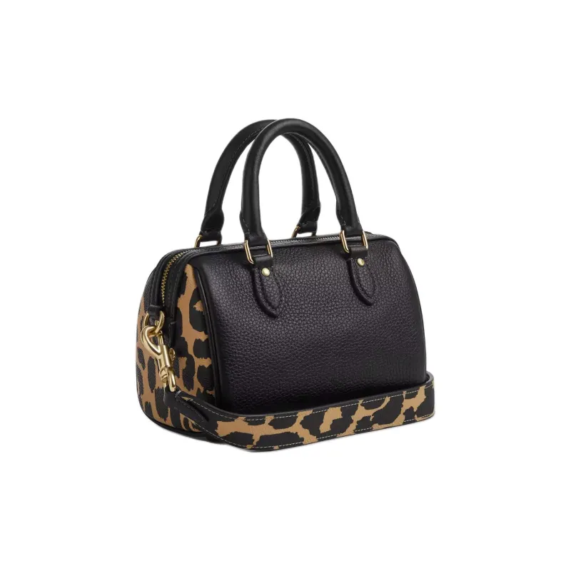 COACH Rowan Litchi Grain Leather One Shoulder Handbag Crossbody Bag Mini Women's Leopard Print Multicolor-1