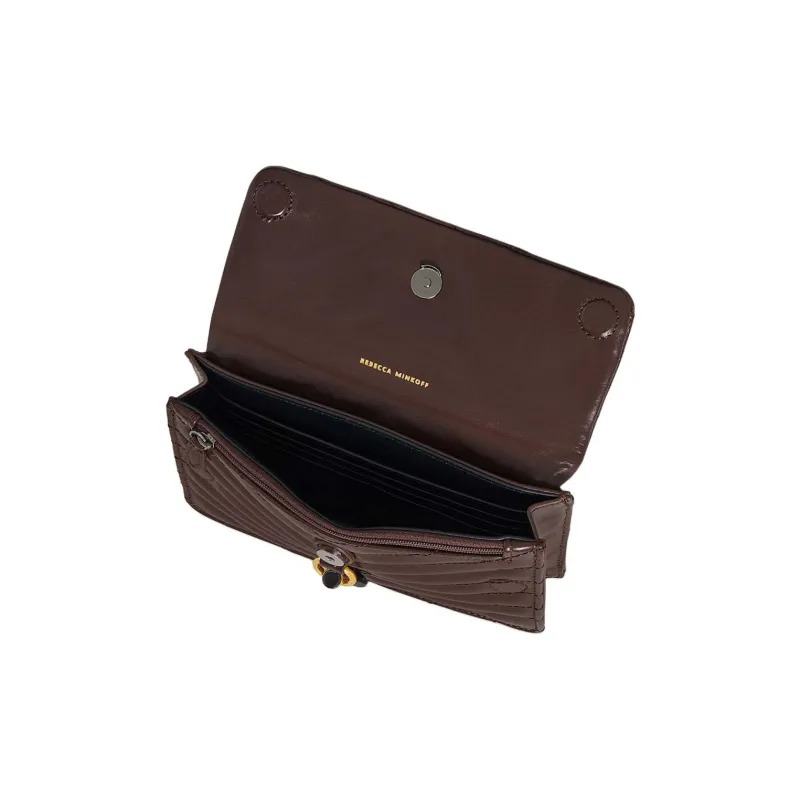 REBECCA MINKOFF Edie Genuine Leather Shoulder Bag Crossbody Bag Mini Women's Dark Brown-2