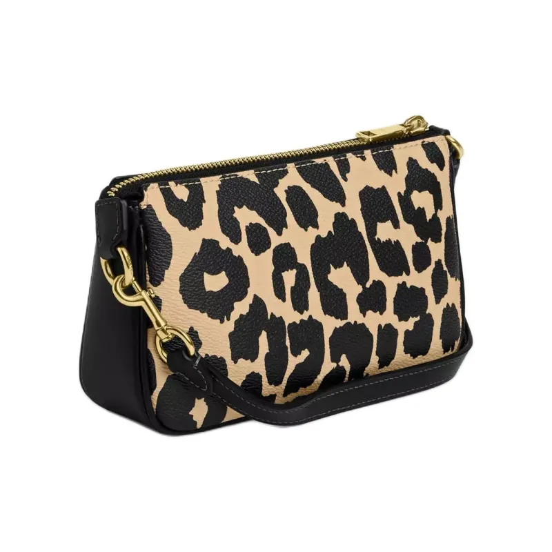 COACH Nolita Coated Canvas Shoulder Bag, Crossbody Bag, Handbag Trumpets Women's Leopard Print Multicolor-1