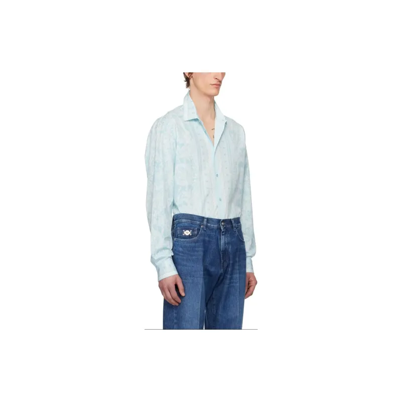VERSACE Shirts Men Light Blue-2