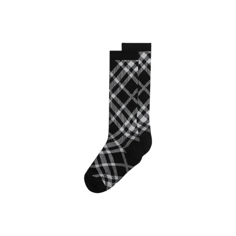Burberry Mid Calf Socks Unisex Black-1