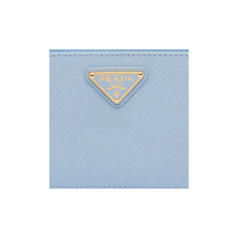 PRADA Saffiano Leather Card Holder Women's Light Blue-4