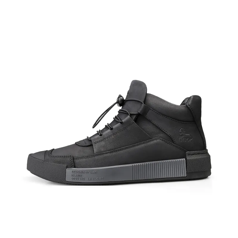 BECK Casual Shoes Men High Top Black, Khaki-0