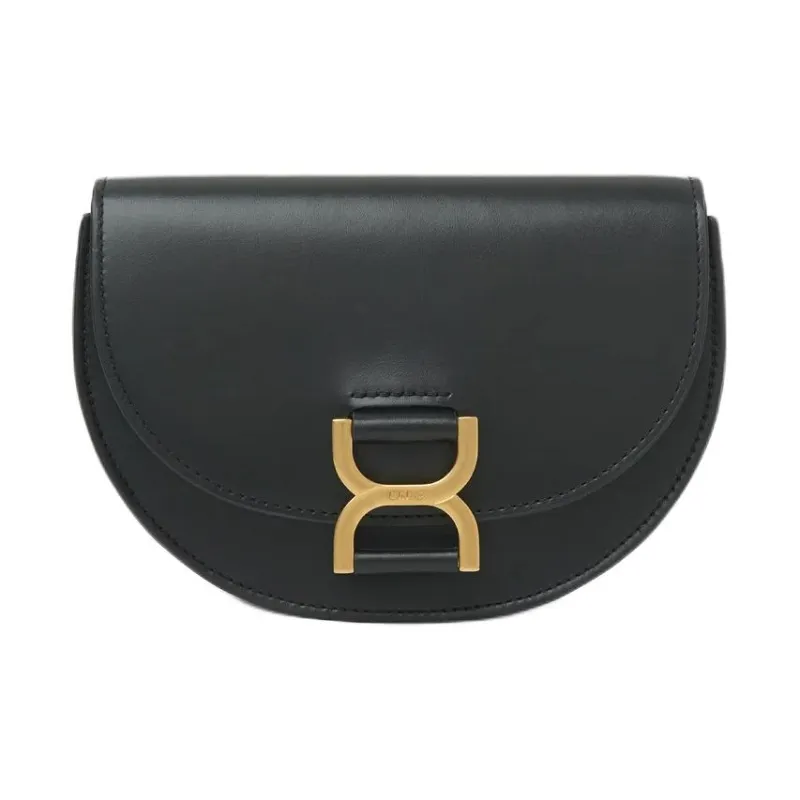 Chloe Marcie Cow Leather Shoulder Bag Crossbody Bag Mini Women's Black-0
