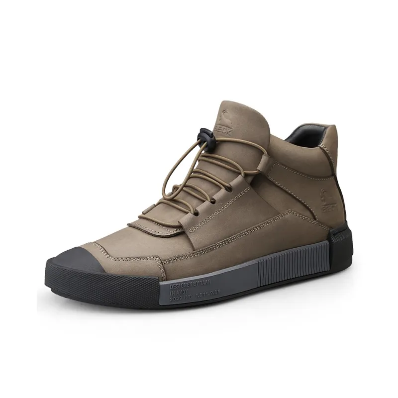 BECK Casual Shoes Men High Top Black, Khaki-7
