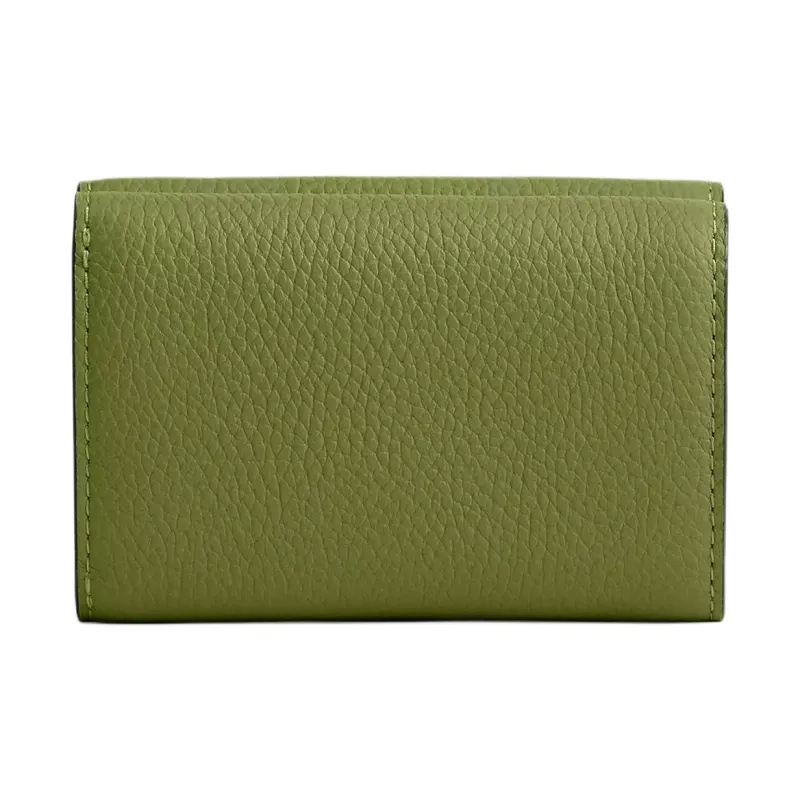 COACH Litchi Grain Leather Coin Purses Wallets Mini Women's Olive Green-1