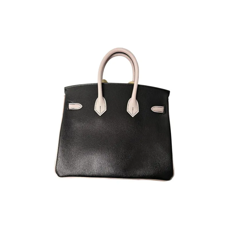 HERMES Birkin Goatskin Birkin Bag Handbags Women's Black With Dream Purple Accents-1