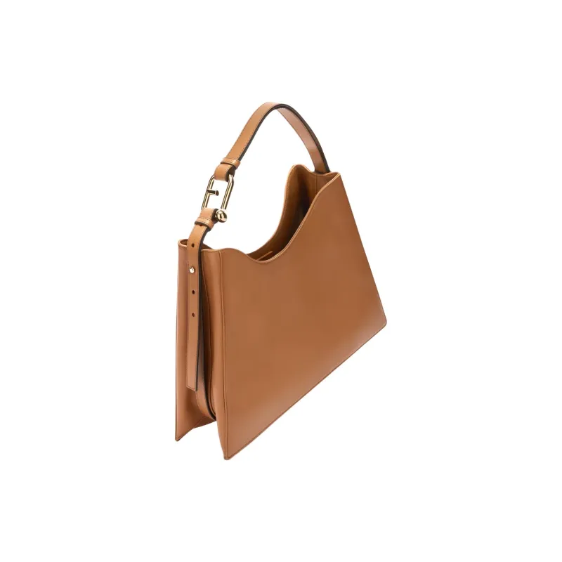 Furla Calfskin Patchwork Leather Handbag Large Size Women's Brandy-2