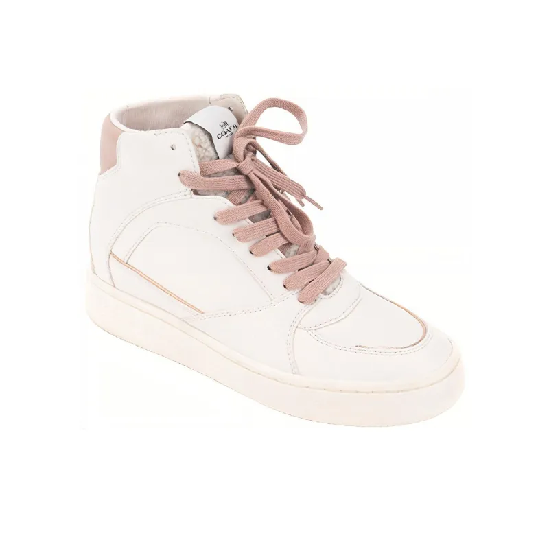 COACH Skateboard Shoes Women's High-Top White-2