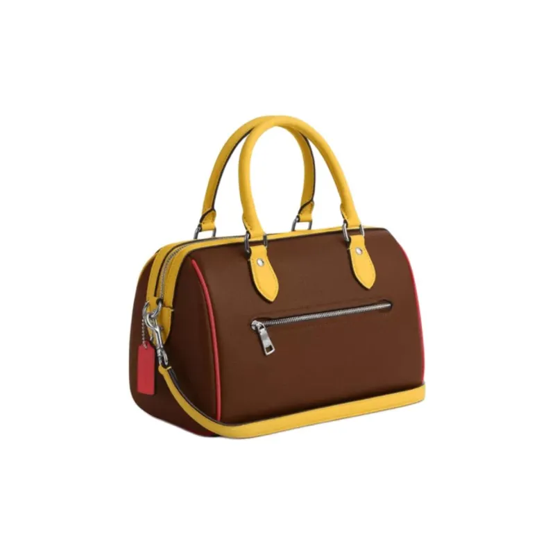 COACH Rowan Litchi Grain Leather Crossbody One Shoulder Handbags Medium Size Women's Multicolor Saddle-1