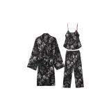 Ink Wash Mountain Temple Woman Ice Silk Set of 3