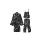 Ink Wash Mountain Temple Woman Ice Silk Set of 3