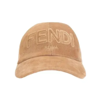 FENDI Logo Embroidered Corduroy Baseball Cap